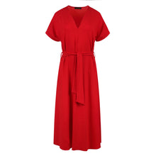 Load image into Gallery viewer, Red Belted Midi Dress