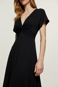 Black Knot Detail Midi Dress
