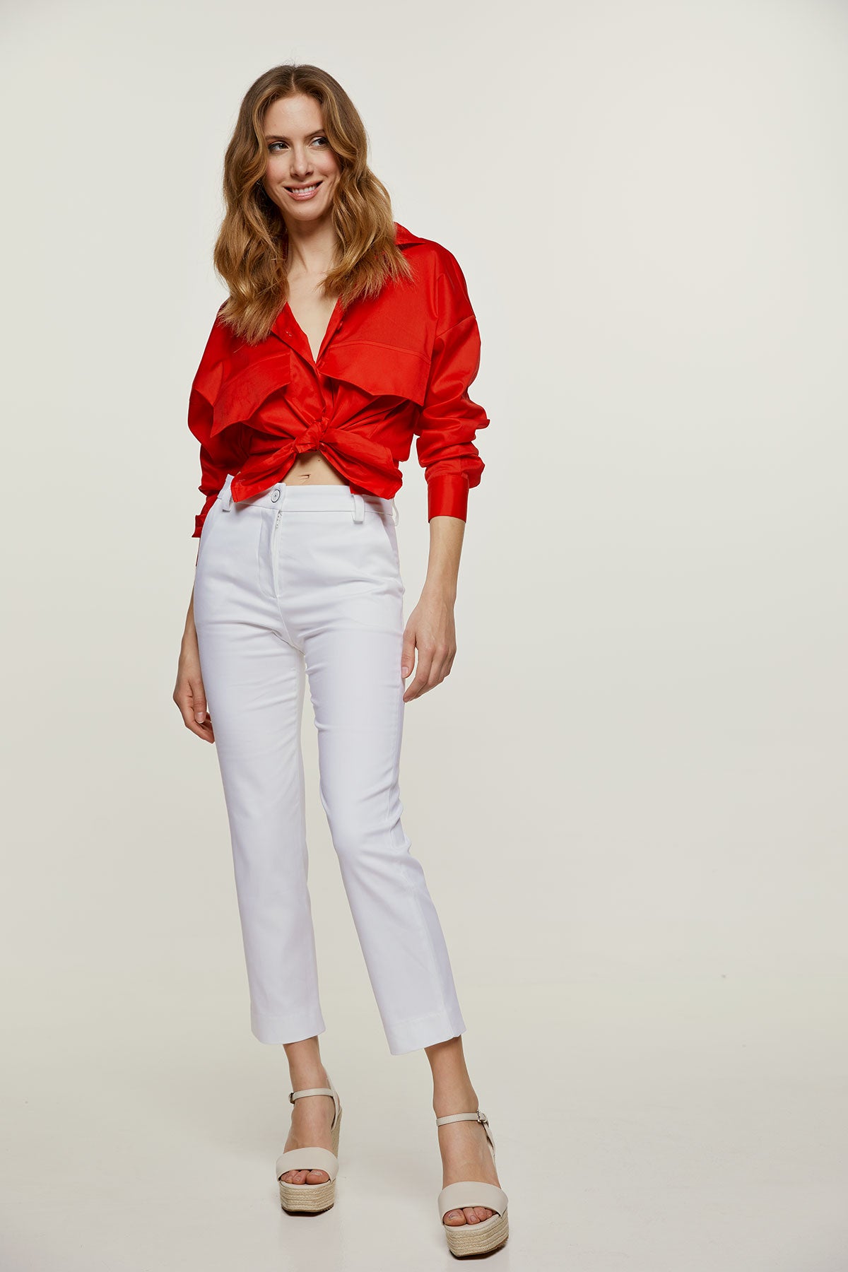 Red Poplin Style Shirt