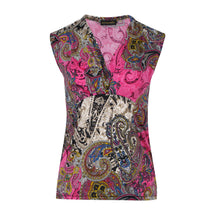 Load image into Gallery viewer, Print Fuchsia V neck Jersey Top