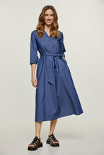 Load image into Gallery viewer, Sky Blue Midi Dress with Belt