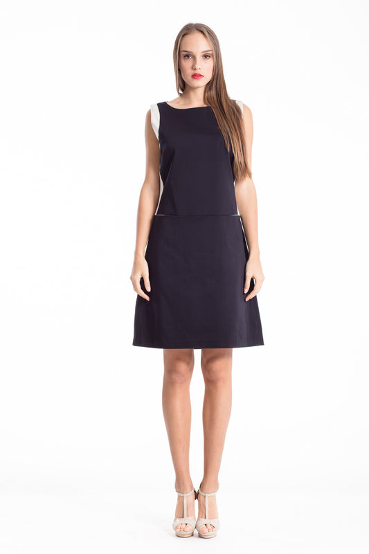 A Line Contrast Detail Dress