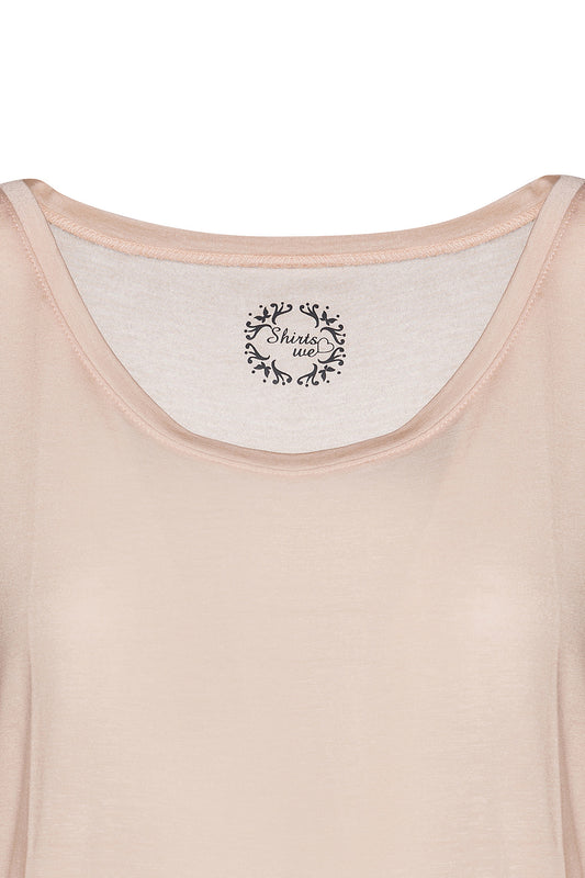 Conquista Μπλούζα Longline Casual Μακρυμάνικη Στρογγυλή Λαιμόκοψη Μονόχρωμη Micromodal Κασμίρ Μπεζ MA-241-52