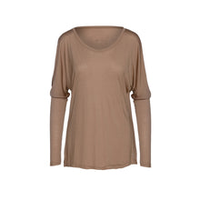 Load image into Gallery viewer, Light Brown Top with Long Batwing Sleeves