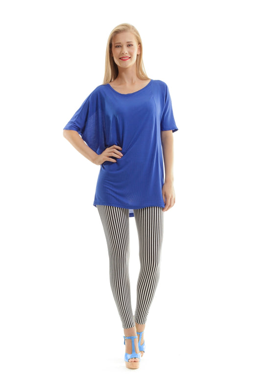 Conquista Τουνίκ Longline Casual Κοντομάνικο Στρογγυλή Λαιμόκοψη Μονόχρωμη Μπλε Micromodal Κασμίρ MA-405-12