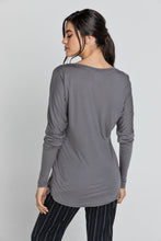 Load image into Gallery viewer, Dark Grey Top with Long Batwing Sleeves