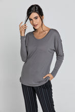 Load image into Gallery viewer, Dark Grey Top with Long Batwing Sleeves