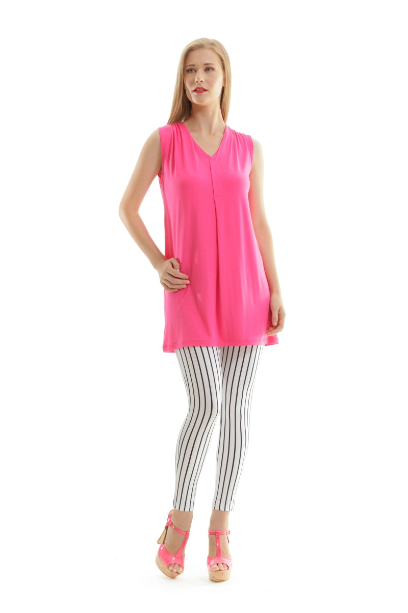 Conquista Τουνίκ Longline Casual Αμάνικο V-Λαιμόκοψη Μονόχρωμη Φούξια ME.426-fux