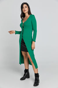 Long Green Knit Cardigan