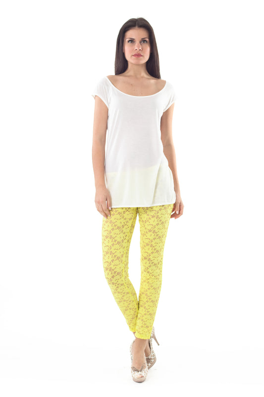 Conquista Κολάν Skinny Casual Δαντέλα Μονόχρωμο Κίτρινο Y31.097-10