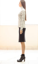 Load image into Gallery viewer, Striped Ecru and Grey Polo Neck Top