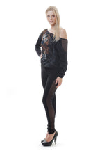 Load image into Gallery viewer, Low Back Sheer Print Top in Black
