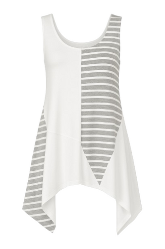 Asymmetrical Stripe Detail Tunic grey