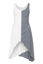 Load image into Gallery viewer, Asymmetrical Stripe Detail Tunic navy