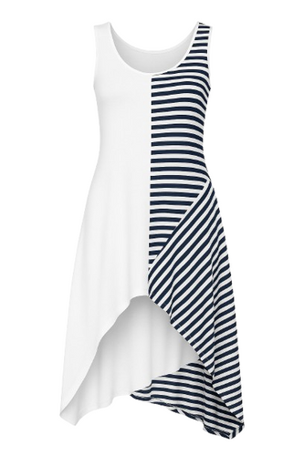 Asymmetrical Stripe Detail Tunic navy