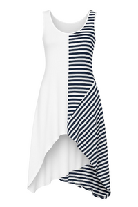 Asymmetrical Stripe Detail Tunic navy