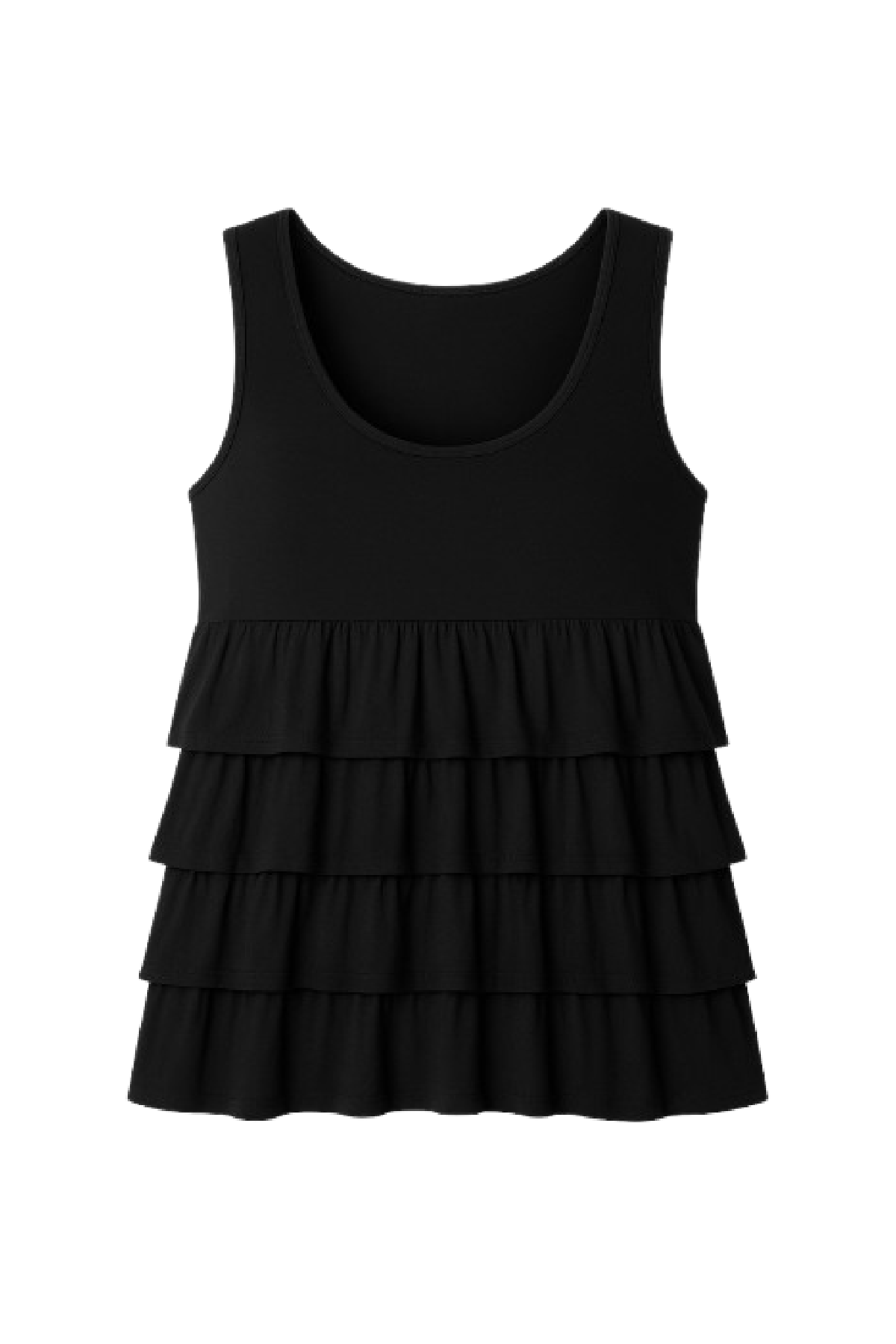Conquista Φόρεμα Midi Casual Αμάνικο Με Βολάν Βισκόζη. Μαύρο C112-285-00