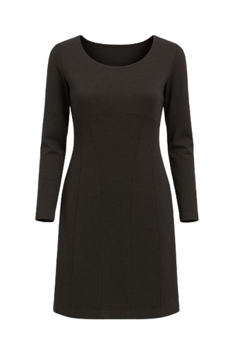 Long Sleeve Jersey Punto di Roma Fitted Dress with Seam Detail