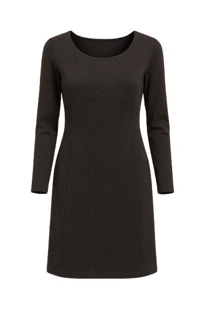Long Sleeve Jersey Punto di Roma Fitted Dress with Seam Detail