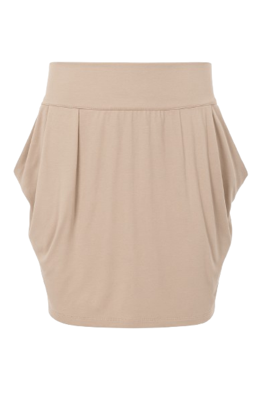 Stretch Jersey Tulip Mini Skirt With Side Pockets & Wide Waistband
