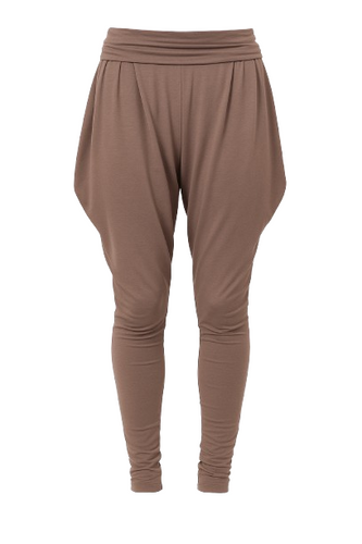 Brown Jersey Harem Style Pants with Pockets