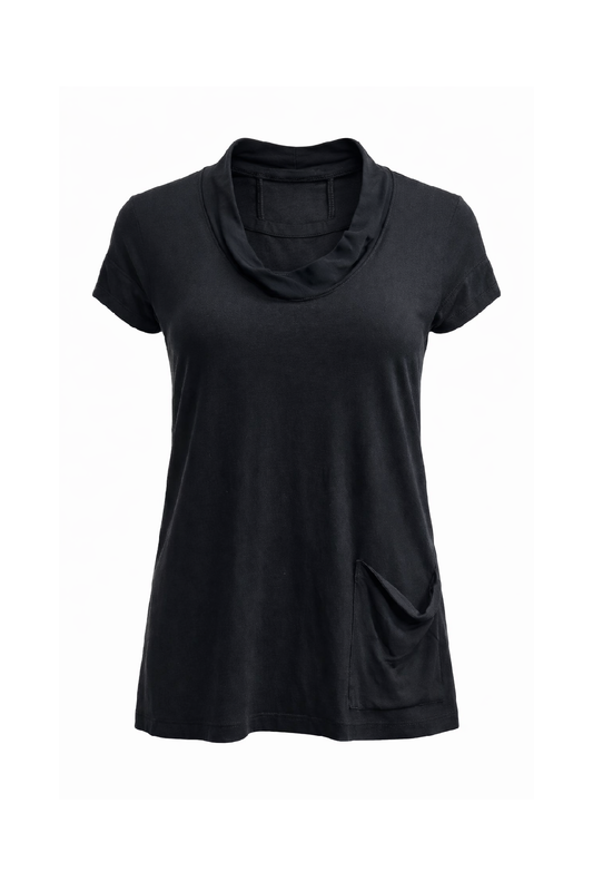 Soft Cowl-Neck Short-Sleeve Top