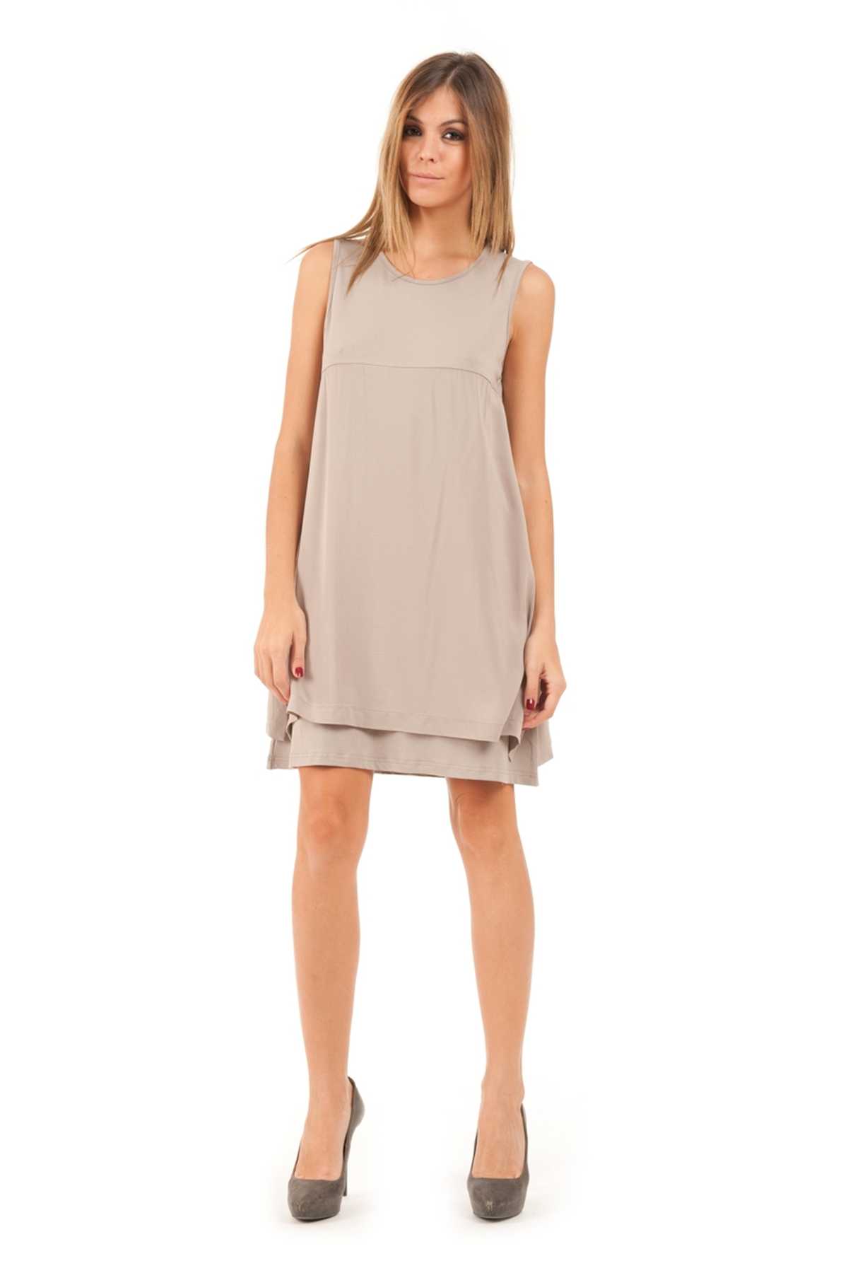 Conquista Φόρεμα Midi Casual Αμάνικο Μονόχρωμο Βισκόζη Ανθρακί C121-156-51