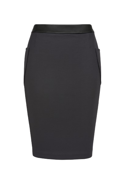 Conquista Φούστα Midi Office Look Μονόχρωμη Βισκόζη Ανθρακί C125-307-32