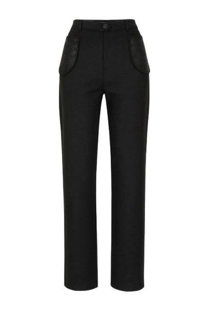 Conquista Παντελόνι Office Look Μονόχρωμο Βισκόζη Μαύρο C125-309-00