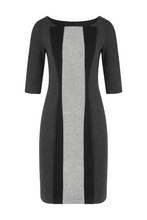 Load image into Gallery viewer, Black &amp; Grey Elbow Dress In Felt Style Fabric