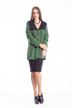 Load image into Gallery viewer, Wool Blend Block Colour Cardigan green