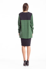 Load image into Gallery viewer, Wool Blend Block Colour Cardigan green