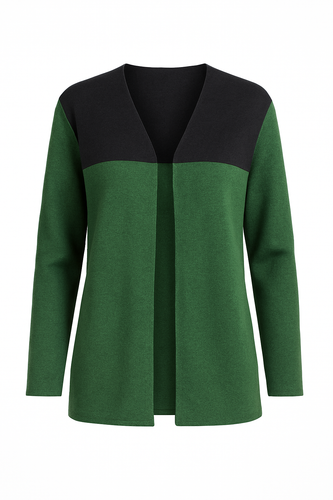 Wool Blend Block Colour Cardigan green