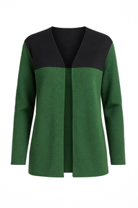 Wool Blend Block Colour Cardigan green
