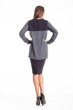 Load image into Gallery viewer, Wool Blend Block Colour Cardigan anthracite
