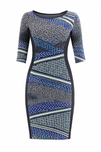 Print and Panel Stretch Dress