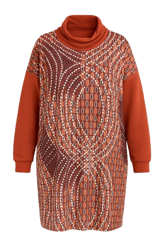 Airy Hooded Print Dress Grenadine
