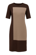 Load image into Gallery viewer, Contrast Fabric Shift Dress camel