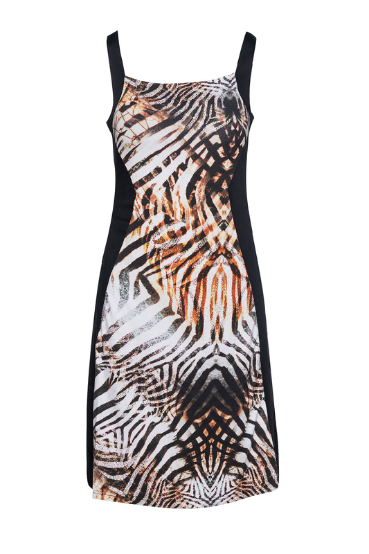 Conquista Φόρεμα Midi Άνετη Γραμμή Animal Print Εμπριμέ Καλοκαιρινό Βισκόζη Πολύχρωμο C140-110-99
