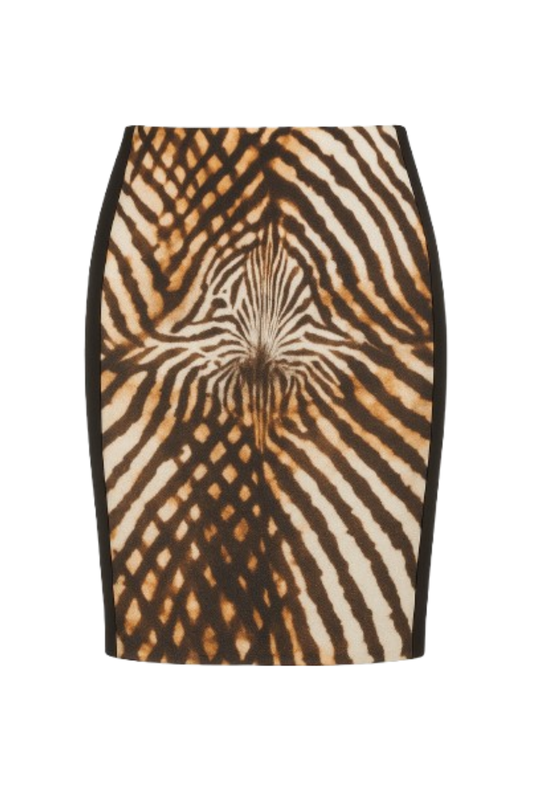 Conquista Φούστα Midi Εφαρμοστή Animal Print Εμπριμέ Καλοκαιρινή Βισκόζη Πολύχρωμη C140-116-99