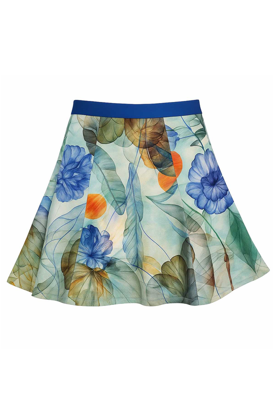 Conquista Φούστα Midi Γραμμή Α Floral Εμπριμέ Καλοκαιρινή Βισκόζη Πολύχρωμη C140-146-12