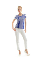 Load image into Gallery viewer, Women&#39;s Royal Blue Graphic Jersey Top – Short Sleeves, Stretch Fit