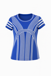 Women's Royal Blue Graphic Jersey Top – Short Sleeves, Stretch Fit