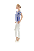 Load image into Gallery viewer, Women&#39;s Royal Blue Graphic Jersey Top – Short Sleeves, Stretch Fit