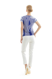Women's Royal Blue Graphic Jersey Top – Short Sleeves, Stretch Fit