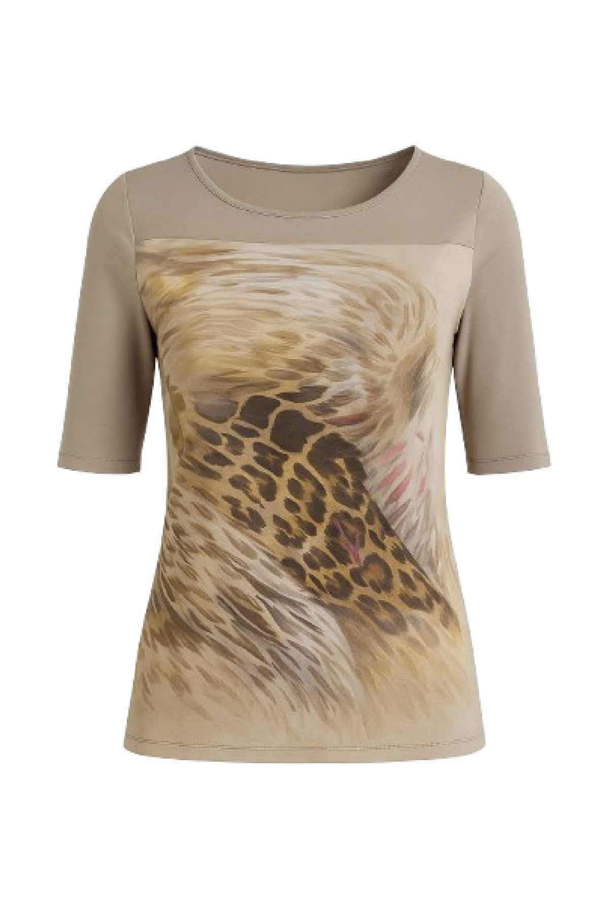 Conquista Μπλούζα Άνετη Γραμμή Animal Print Δίχρωμο Καλοκαιρινή Βισκόζη Πολύχρωμη C140-163-26