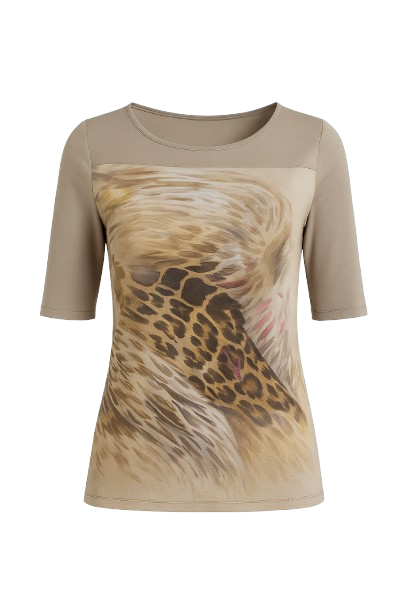 Animal Print & Solid Colour Top