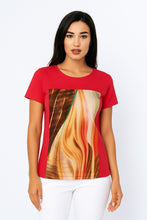 Load image into Gallery viewer, Red Abstract Print Jersey Top in Viscose-Elastane