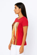 Load image into Gallery viewer, Red Abstract Print Jersey Top in Viscose-Elastane