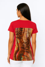 Load image into Gallery viewer, Red Abstract Print Jersey Top in Viscose-Elastane